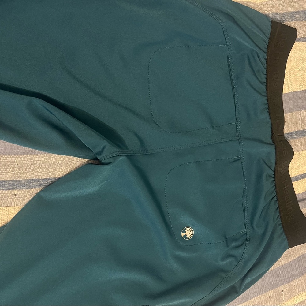 Turquoise Colored Healing Hands Scrub Pants - Picture 3 of 4